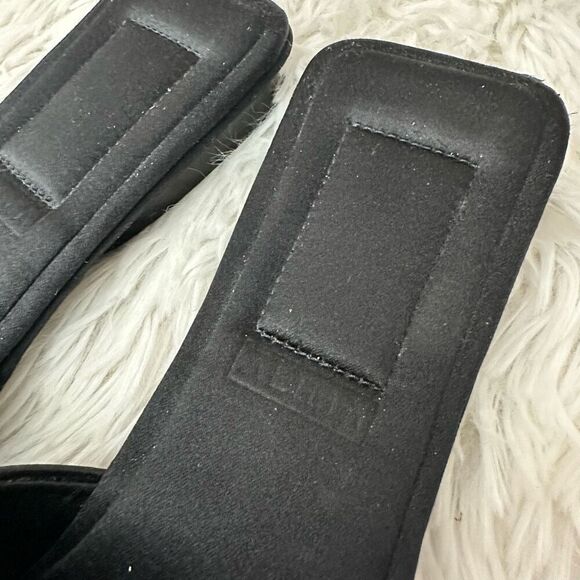 Alima Italy Flat Slip On Mules Slide Black Studded Sparkly Satin size 6 NEW - Picture 6 of 9